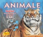 Animale - carte cu puzzle (puzzle pentru copii de peste 3 ani)