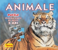 Animale - carte cu puzzle (puzzle pentru copii de peste 3 ani)