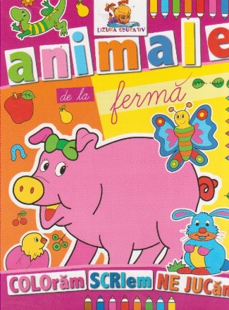 Animale de la ferma. Carte de colorat