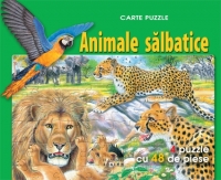Animale salbatice - Carte puzzle. 4 puzzle cu 48 de piese
