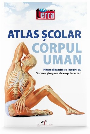 Atlas scolar. Corpul uman. Planse didactice cu imagini 3D. Sisteme si organe ale corpului uman