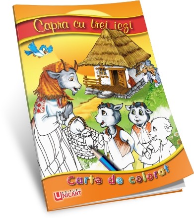 Capra cu trei iezi (carte de colorat + poveste, format B5)