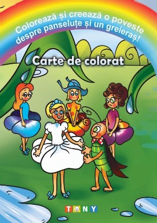 Coloreaza si creeaza o poveste cu panselute si un greieras! Carte de colorat