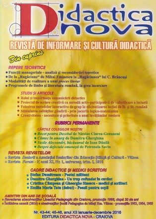 Didactica Nova, Nr. 43-44, 45-46 / 2016 - Revista de informare si cultura didactica