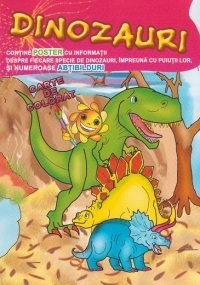 Dinozauri. Carte de colorat + poster cu informatii + abtibilduri