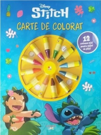 Disney Stitch : carte de colorat cu 12 creioane cerate