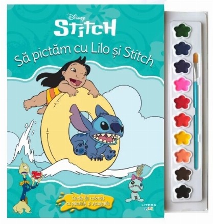 Disney Stitch : Să pictăm cu Lilo şi Stitch,carte cu pensulă şi acuarele