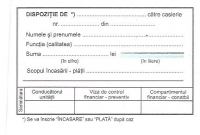 Dispozitie de plata/incasare catre casierie