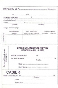 Dispozitie de plata/incasare catre casierie, hartie autocopiativa