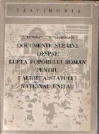 Documente straine despre lupta poporului roman pentru faurirea statului national unitar
