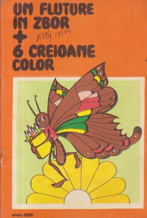Un fluture in zbor + 6 creioane color