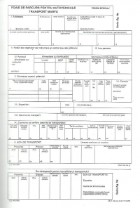 Foaie de parcurs pentru autovehicule transport marfa