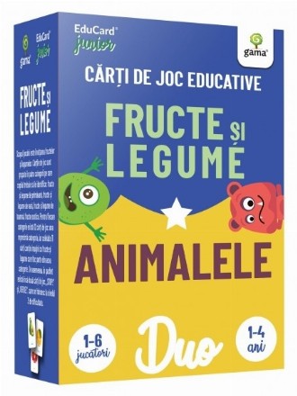 Fructe si legume - Animalele. Carti de joc educative