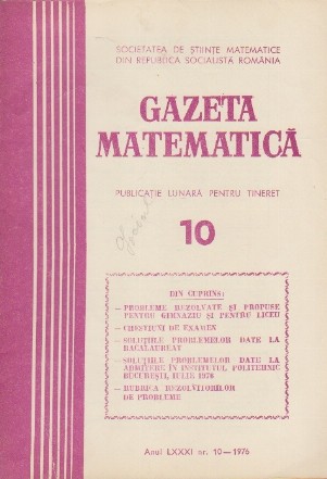 Gazeta Matematica, Nr. 10 / 1976