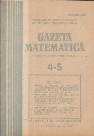 Gazeta Matematica, Nr. 4-5/1984