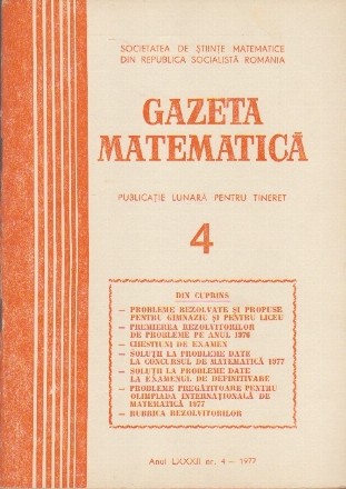 Gazeta Matematica, Nr. 4 - Aprilie 1977