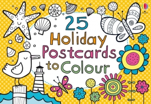 25 holiday postcards to colour