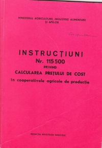 Instructiuni privind calcularea pretului de cost in cooperativele agricole de productie