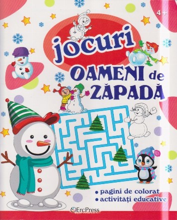 Jocuri - Oameni de zăpadă : pagini de colorat, activităţi educative