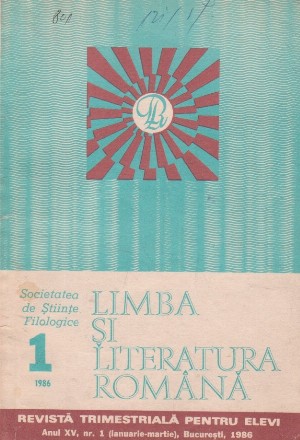 Limba si literatura romana, Nr. 1/1986 - Revista trimestriala pentru elevi