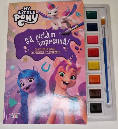My Little Pony : Să pictăm împreună,carte de colorat cu pensulă şi acuarele