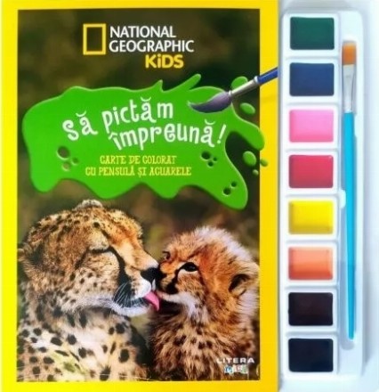 National Geographic : să pictăm împreună,carte cu pensulă şi acuarele