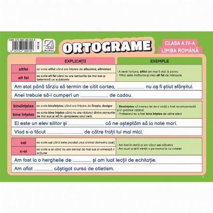 Pliant Ortograme. Clasa a IV-a, limba romana