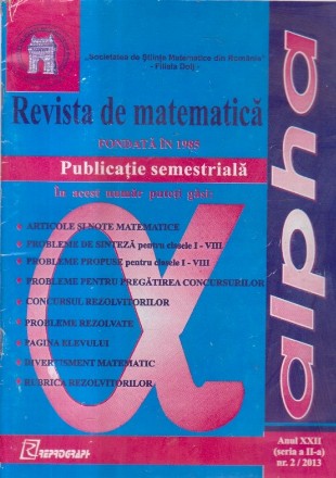 Revista de matematica Alpha, nr. 2/2013