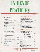 La revue du praticien, No 16, 1 Juin 1991