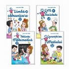 Set patru carti, A4, grupa mare 5-6 ani: 1. Domeniul Om si Societate; Domeniul Stiinte, Cunoasterea mediului; 