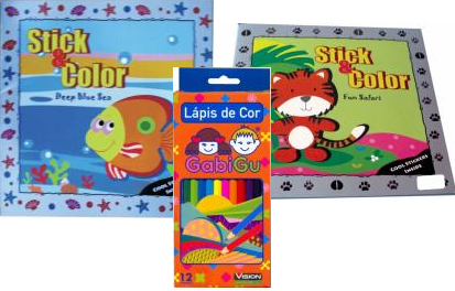 Set promotional 2 carti Colectia Lipeste si coloreaza (Marea Albastra + Safari Vesel) + Cadou Creioane color 12 culori