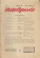 Viata Agricola - Revista lunara de agricultura si economie, Iulie-August 1911